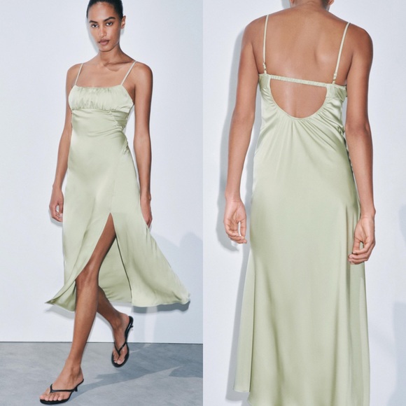 Zara Dresses & Skirts - NWT ZARA SATIN SLIP DRESS - Mint